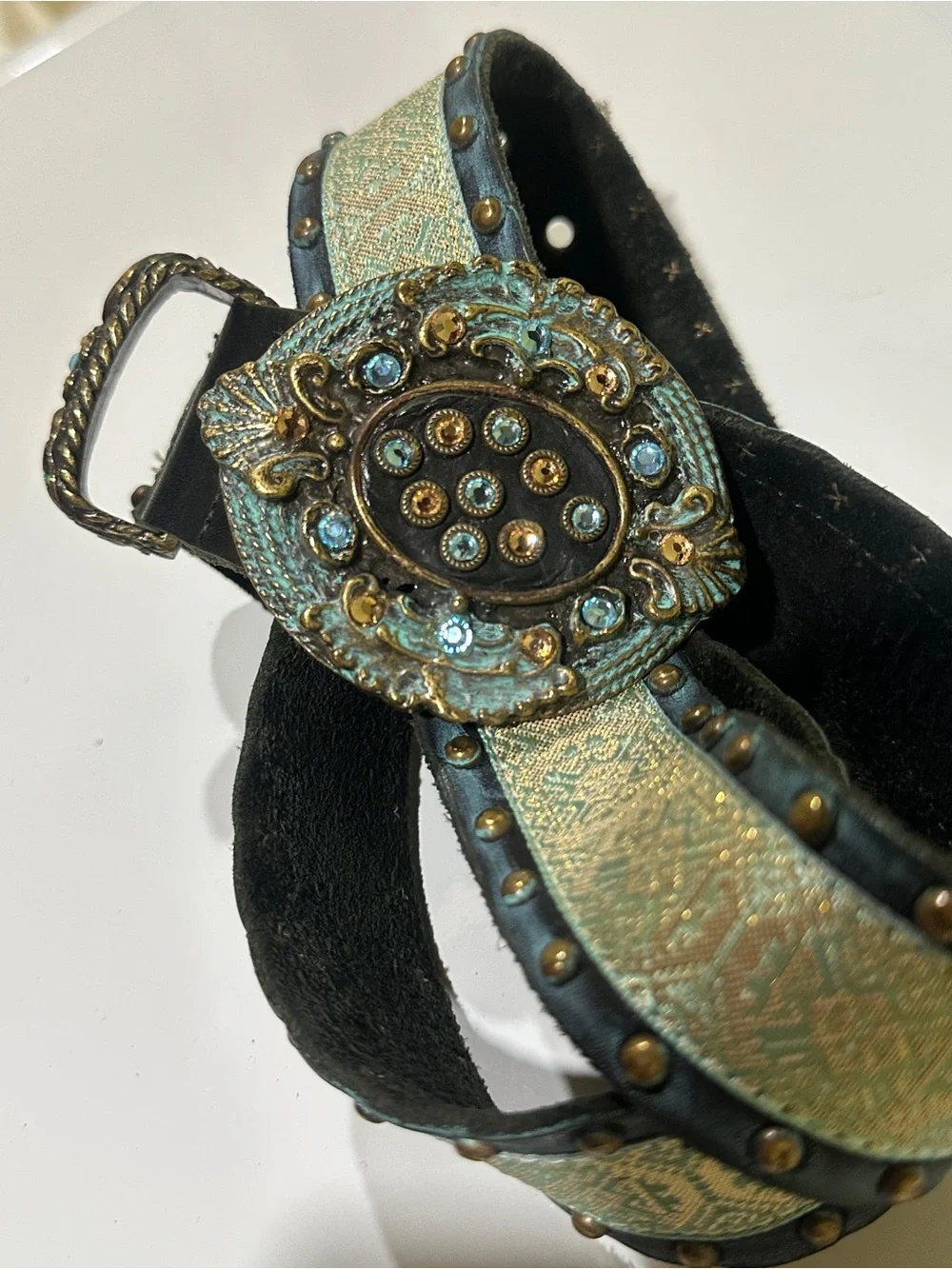 Embellished Turquoise & Gold Women’s Belt
